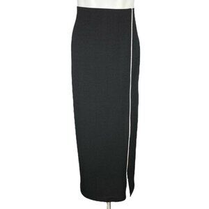 FRANK LYMAN Design Vintage Pull-On Maxi Skirt Sz 10 Front Slit White Piping